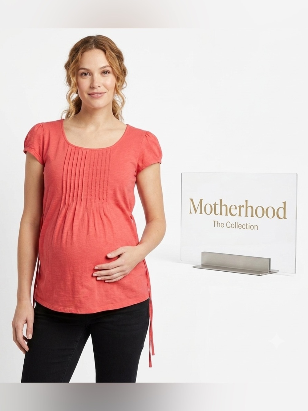 Oh Baby by Motherhood Tie Back Cap Sleeve Maternity Top Medium